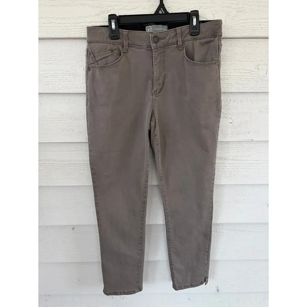 Wit & Wisdom Ab-Solution Skinny Jeans Taupe Brown Mid Rise Stretch Denim Size 4 - Picture 2 of 8